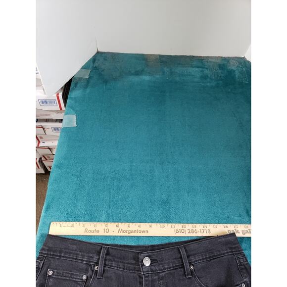 Levis 505 Jeans Size 14 Womens Black Pants Ladies Mid Rise Straight Cropped - Picture 10 of 15